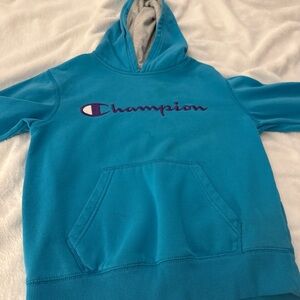 Champion Teal Hooded Pullover with Embroidered Script